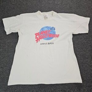 Vintage 1991 Planet Hollywood Myrtle Beach T-Shirt Mens Medium White 90s USA